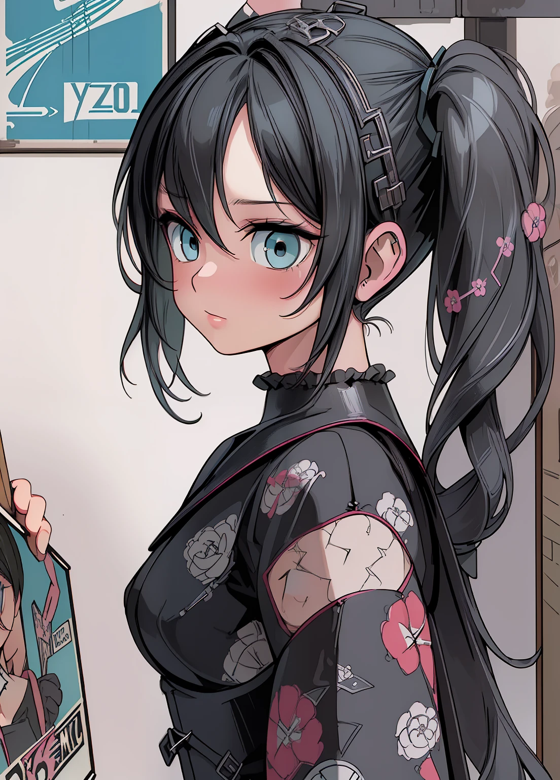 (masterpiece、Highest quality、Highest quality、Official Art、Beautiful and beautiful:1.2)、(One girl:1.3)Hatsune Miku、Twin tails,Beautiful breasts, Katsushika Hokusai, Rubber, Black corset, Close-up of three women in different clothes on a white background, Grunge Style, Grunge aesthetic !!!, Grunge aesthetic!!! (, Sexy dark style, Grunge aesthetic, Grunge Fashion,  Lange Punk Rock, y2k style, y2k style, Punk Style, thisset style, Gothic style, Retro aesthetic, 90s Style, Retro look,,Glossy old advertising poster, Vintage Posters, Poster Vintage, Retro Posters, enoch bolles, 1940s propaganda posters, Joseph Brant, inspired by Art Frahm, beautiful retro art, art deco poster, Vintage Posters style, Hidden Ads 