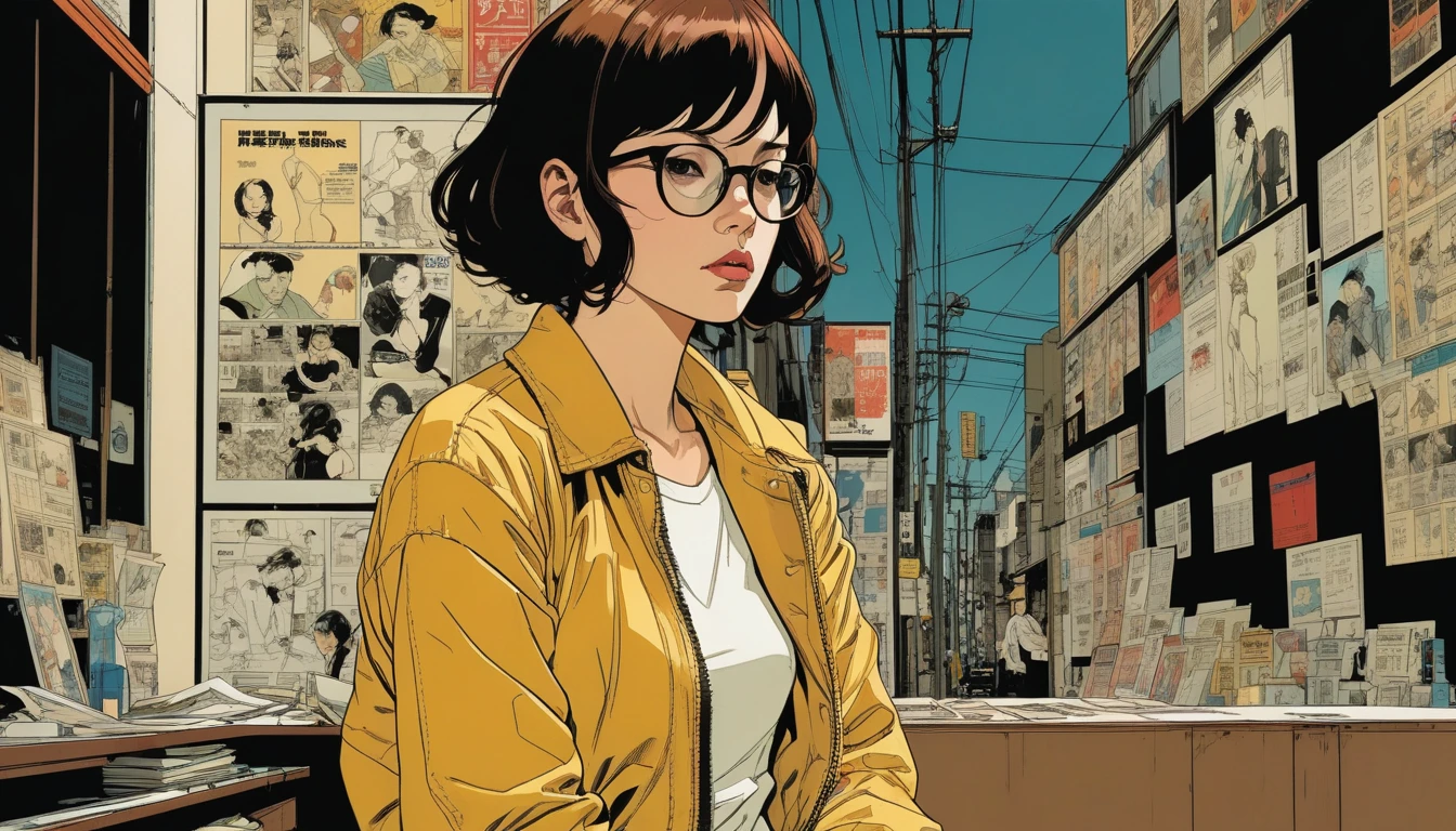 by Adrian Tomine and Yoji Shinkawa,  (flawless , glossy , masterful:1.4), poster art, bold lines, hyper detailed, expressive,  award winning,  (scenery:1.4), (intricate details, masterpiece, best quality:1.4),
looking at viewer, dynamic pose, wide angle view, dark limited palette, dramatic lighting,
