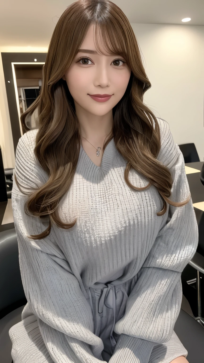 (Cowboy Shot、Highest quality、8k、Award-winning works、Ultra-high resolution)、One beautiful woman、(Perfect, The most natural grey long sleeve sweater:1.1)、(blonde:1.1)、Bright color contacts、Perfect Makeup、Bright and shiny lipstick、(Very heavy makeup:1.2)、(Deep pink around the eyes:1.1)、Beautiful bright eyeshadow、Heavy makeup around the eyes、(Huge breasts:1.2)、semi-long, Wavy Hair、(Romantic affection:1.1)、The best smile when he sees me、(Many of them emphasize the body line..:1.1)、(Strongly blurred vibrant Harajuku city background:1.1)、(Strongly blurred background:1.1)、Accurate anatomy、Ultra HD Hair、(Ultra-high resolutionの完璧な美しい歯:1.1)、Ultra-high definition beauty face、Ultra HD Hair、Ultra HD Shining Eyes、輝くUltra-high resolutionの美肌、Ultra-high resolutionの艶やかな唇