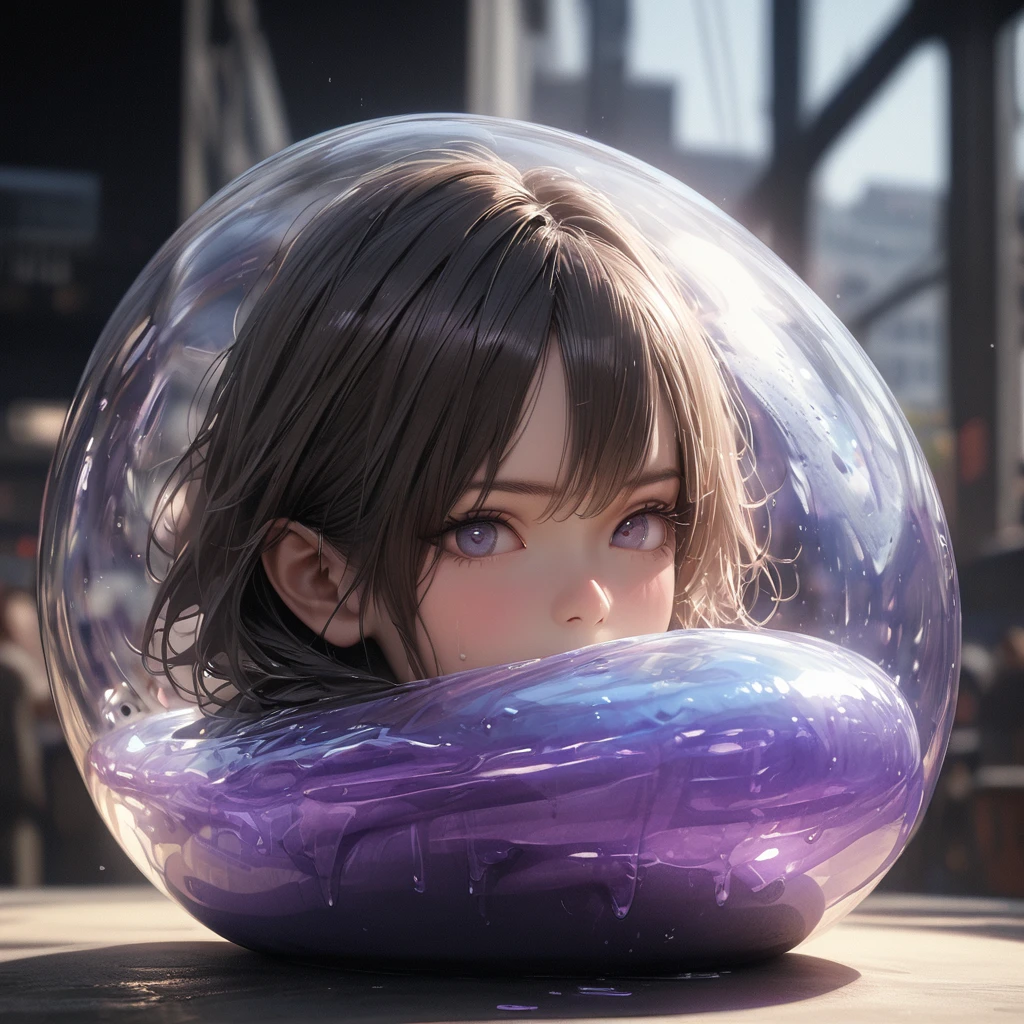Transparent slime,blue purple,Super Fine,Ultra-realistic,8k,Ultra Detail,precise,masterpiece