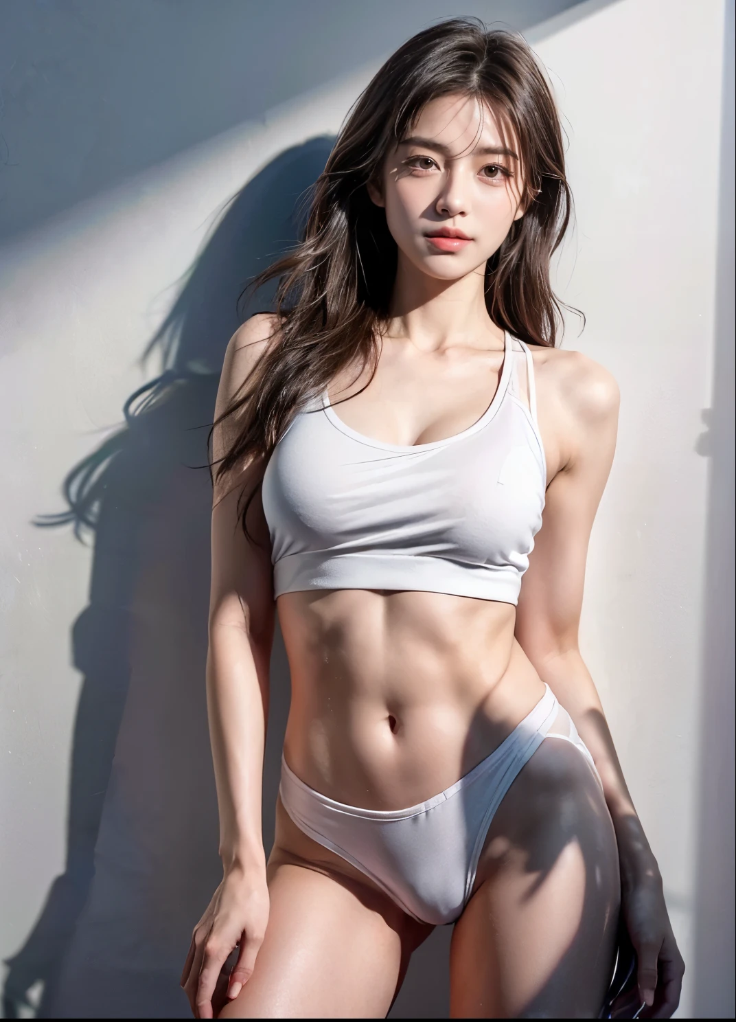 Urzan-6500-v1.1, (RAW Photos:1.2), (Realistic:1.4), Beautiful detailed girl, Very detailed目と顔, Beautiful attention to detail, Online Camera,、((Highest quality、8k、masterpiece:1.ung woman, 18-year-old, Long purple hair, naked、Physical education class、(School 1.5 in the background) 、(Highest quality: 1.1) (masterpiece: 1.3) with an unparalleled masterpiece, シュールな8k, Perfect artwork, Very detailed, Highest quality, masterpiece 4K wallpaper aesthetics, masterpiece, Award-winning works, Official Art, Big Breasts、Nipples are visible through the、sneakers、Stand up and stick your butt out、naked、Wet and shiny skin、(I was sweating.:1.2)、Cleavage、 dissatisfaction, ((((clavicle))), naked、Gray gym wear、Big Breasts、Six Pack、Standing posture、Angle from below、Angle with emphasis on the crotch、Big Breasts、vagina