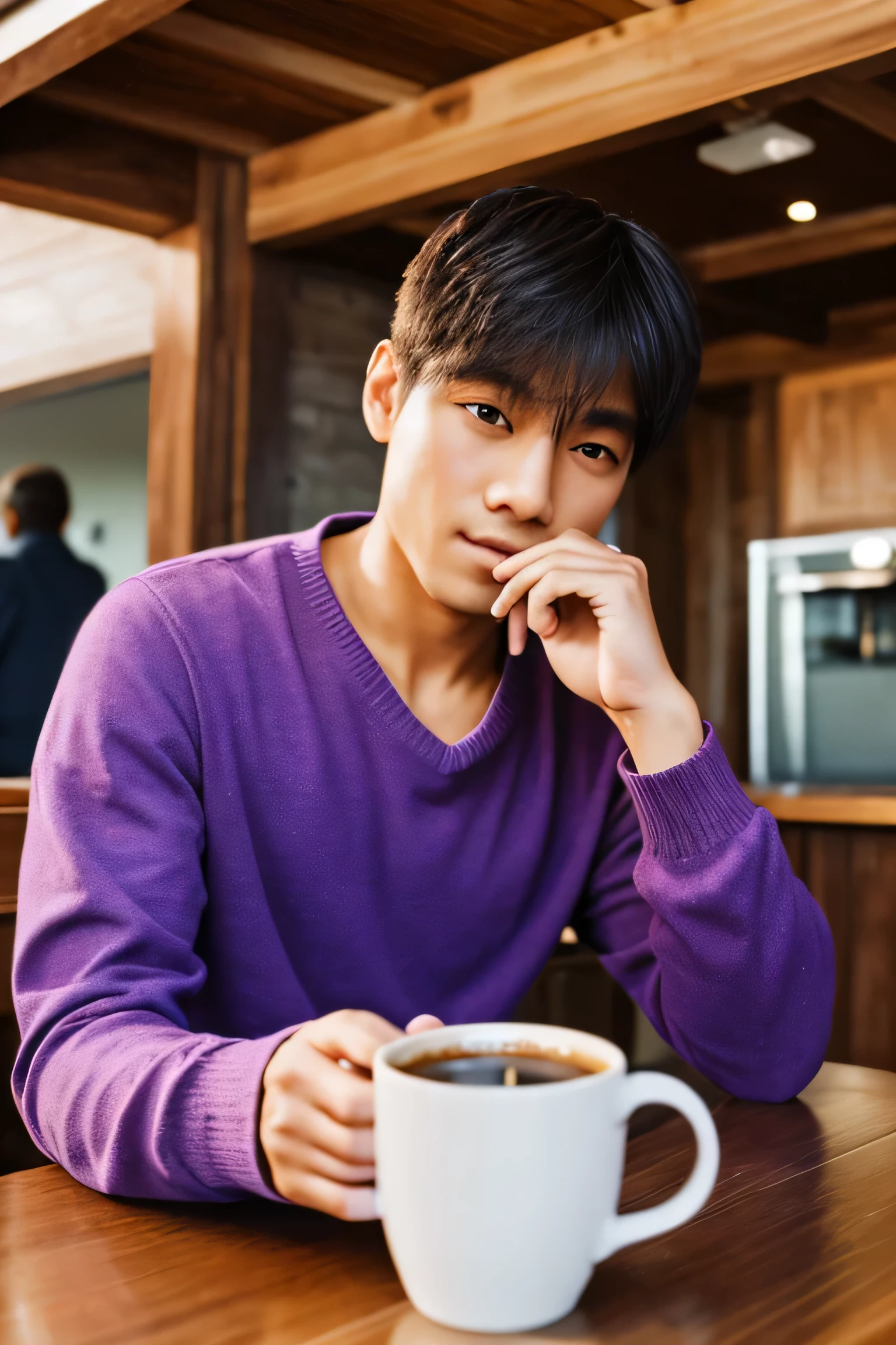 1 person, drinking 1 cup of coffee