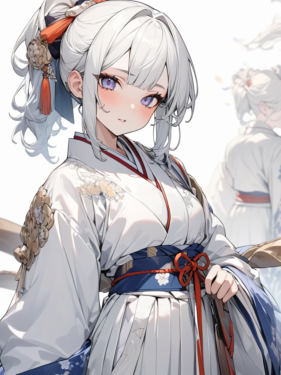 Highest quality, Highest quality, 16K, Unbelievably absurd, Very detailed, 2.5D, delicate and dynamic,Pure white background,Japanese women,22 years old,Twitter Personification,ponytail