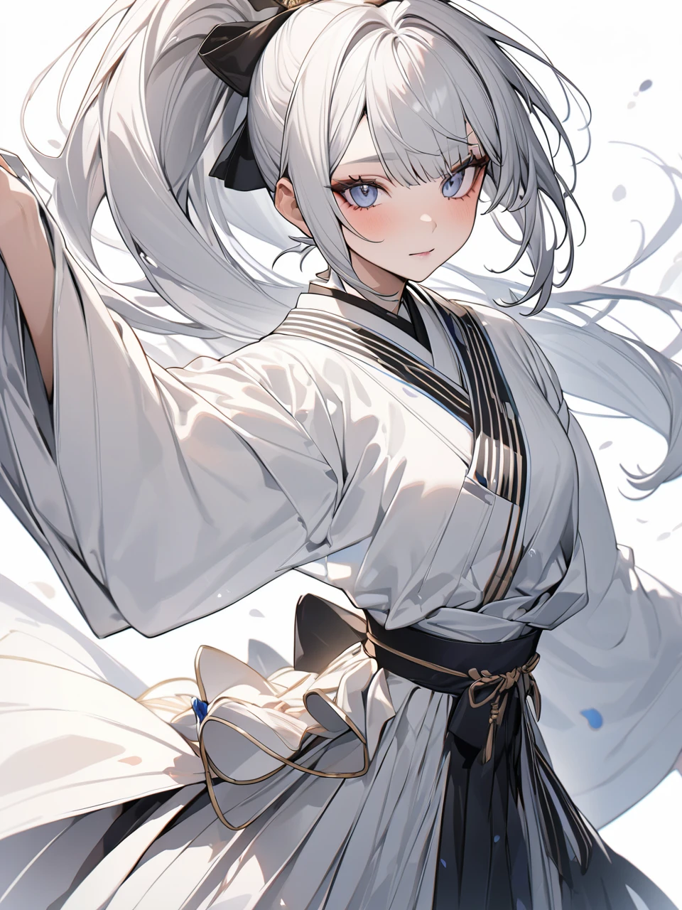 Highest quality, Highest quality, 16K, Unbelievably absurd, Very detailed, 2.5D, delicate and dynamic,Pure white background,Japanese women,22 years old,Twitter Personification,ponytail