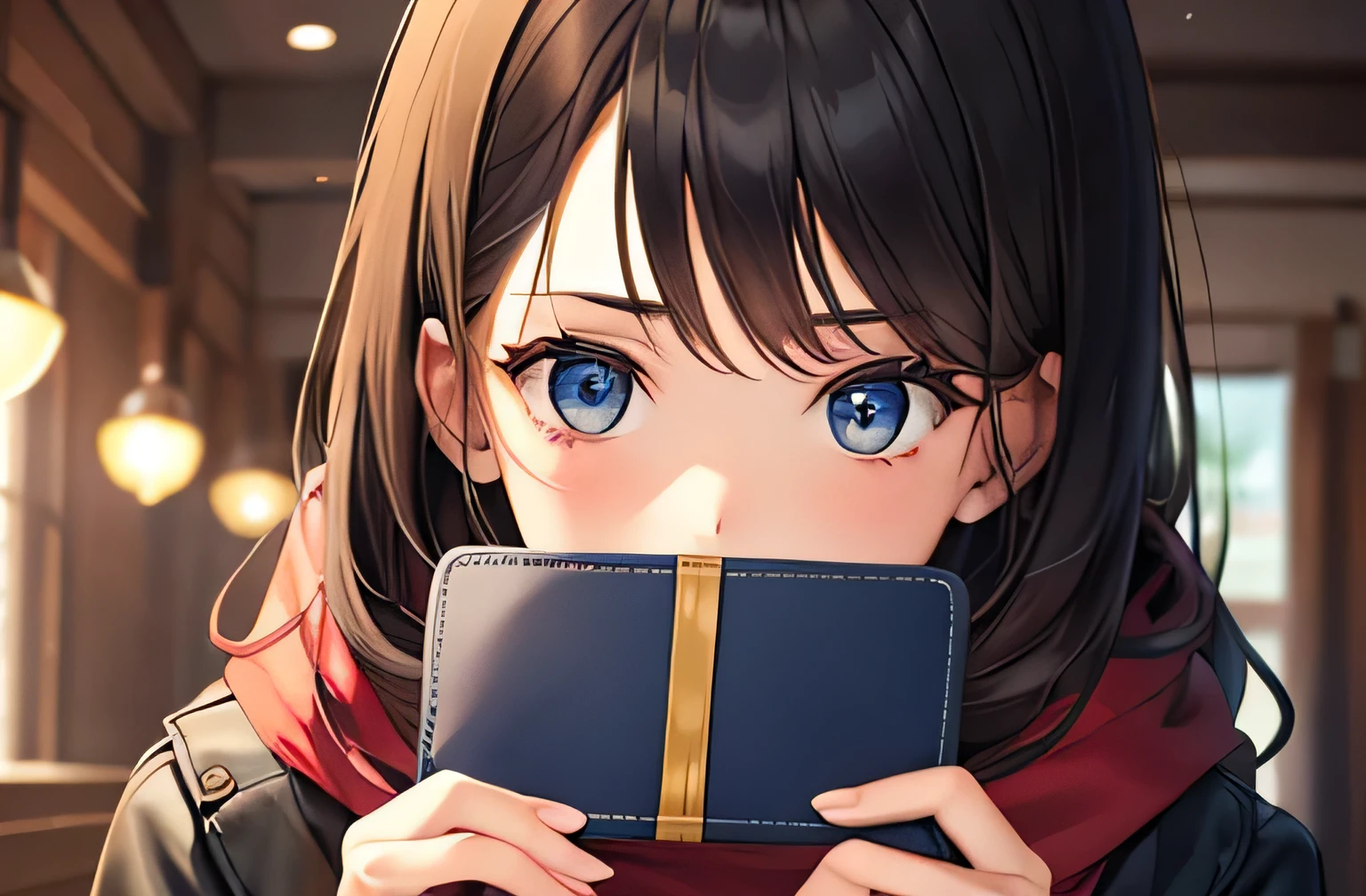 A woman receiving a wallet as a gift,