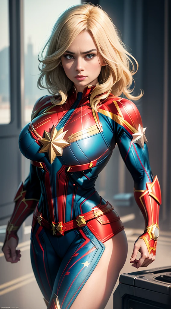 big breast woman camouflage naked muscles (captain marvel costume)