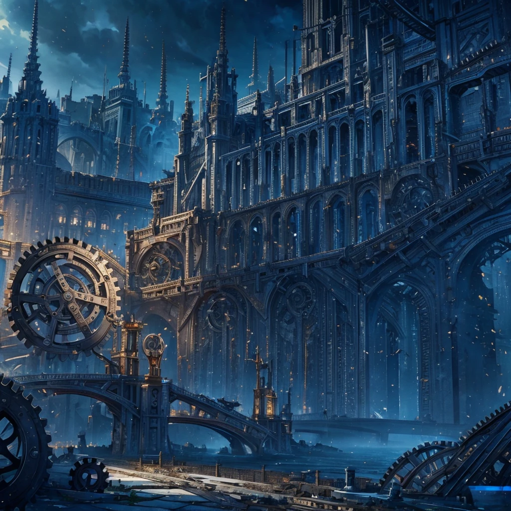 (Masterpiece:1.2), A nation built of gears, the ground being made of gears connected to each other, (GEARS), very detailed, 4k.