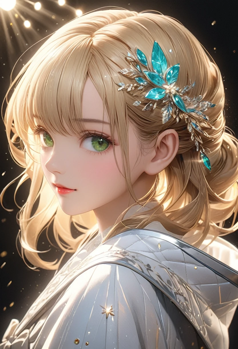 Immerse yourself in the elegance and sophistication of a beautiful blonde girl with captivating sparkling green eyes. Utilizing 3D technology and Octane rendering at 8K resolution、Her detailed face is rendered in a hyper-realistic way。. Exquisite sharp details and smooth rendering style, Combined with film studio lighting, It will make this work of art a true masterpiece.. We hope ArtStation will become a trendsetter in the digital art community.、Get ready to turn heads.