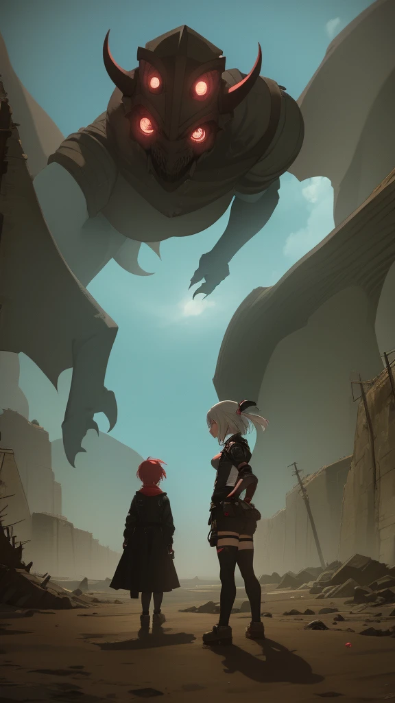 Girl in 2066 apocalypse,monsters mutants,anime style,Horror style