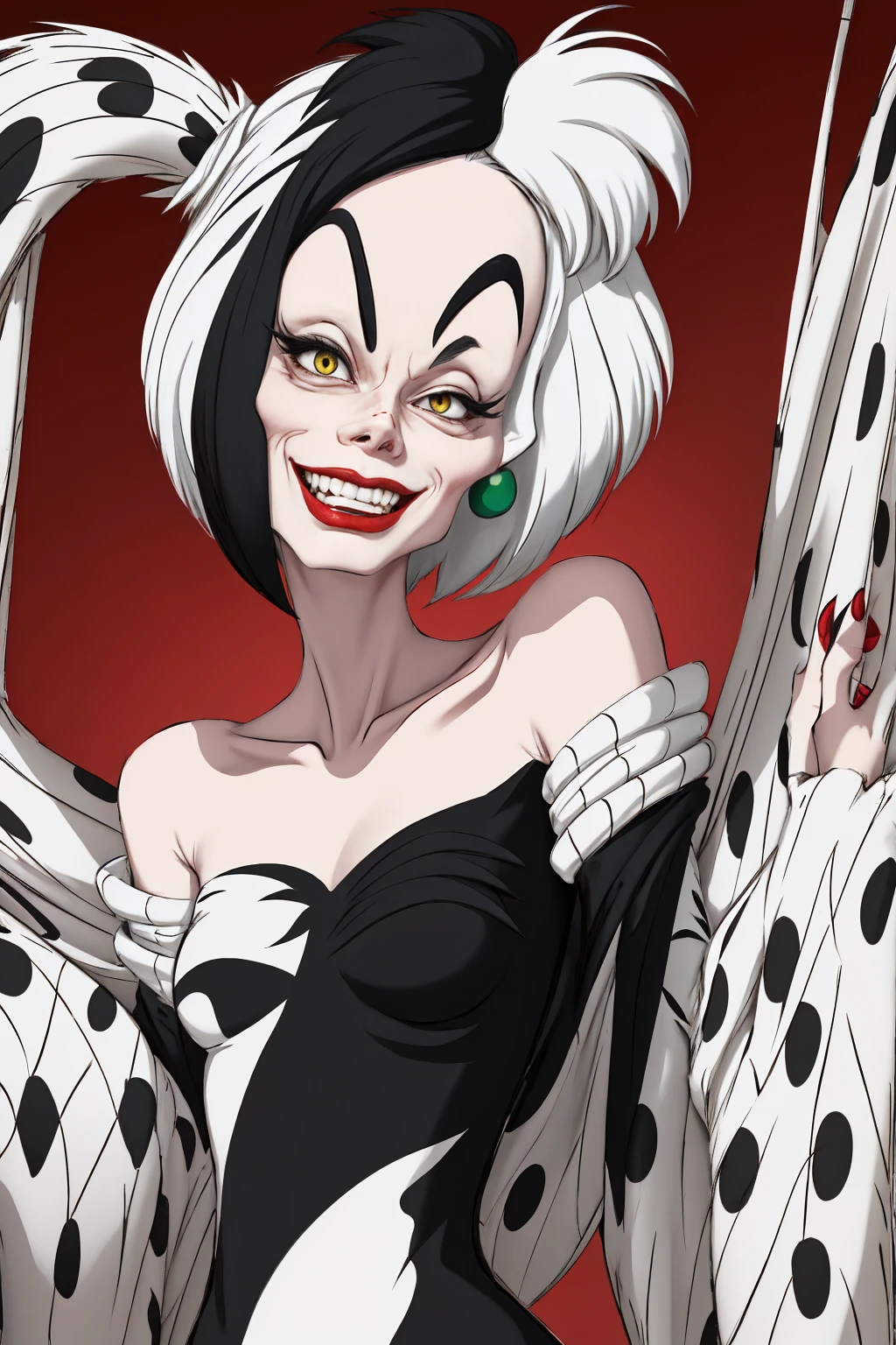 Generate a photo of Cruella Devil from 101 Dalmatians