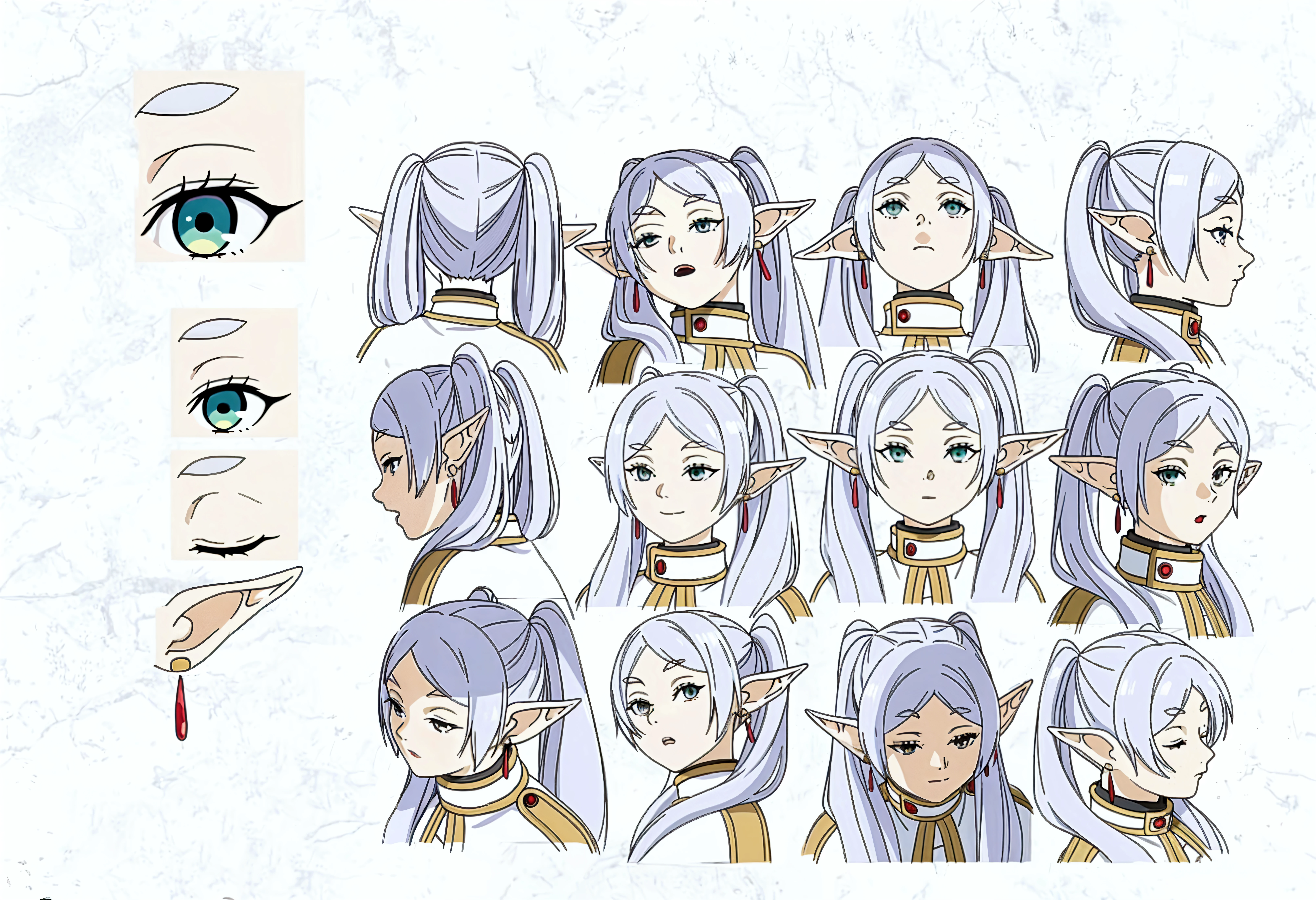 Detailed face, CharacterDesignSheet, Full of details, Multiple expressions, masterpiece, best quality, solo, female with red hair, she is ((nude)), large glowing green eyes, is naked, has four braids in her hair, ((red thick braided hair)), has pale skin covered in freckles. She has leaves and flowers in her hair. She is short and thick, mommy body, with (very large breast:1.4), and wide hips, 3 d render stylized, cute 3 d render, stylized character, colored zbrush render, cute cartoon, dynamic pose, (masterpiece:1.2), (best quality, highest quality), (ultra detailed),