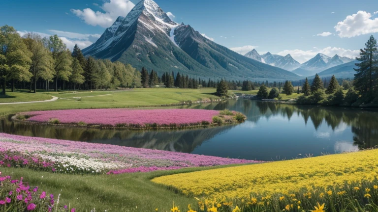 Perfect landscape with flowers