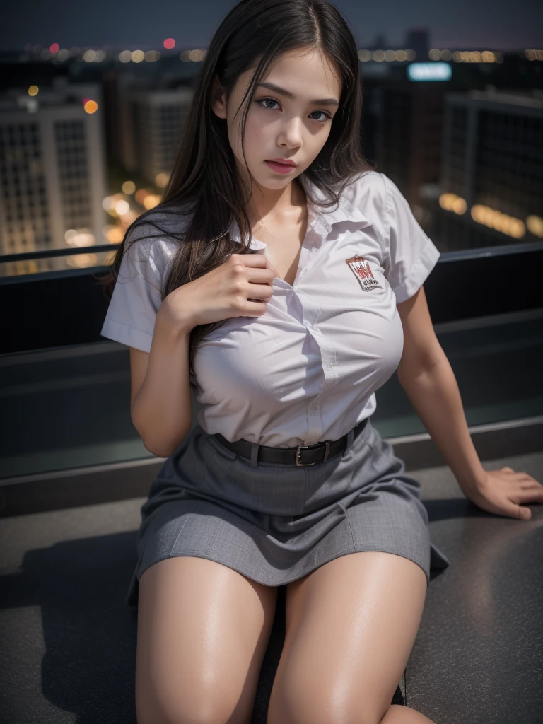 insanely Beautiful 13yr old japanese seductive female, , Beautiful fece, blush , ,lob hair, school uniform, thin-blouse ,navy Skirt ,,slender body, skinny body,hourgrass body ,slim waist,slim limb,slim hips,pale skin,at outdoor bench,rainy day,,wet sheer clothes,wet,wet body,wet skin,, soaked,soaking wet , natural lighting,clean detailed faces,, photo realistic, depth of field, clean image, Beautiful eyes,high quality, high detail, high definition, Luminous Studio graphics engine,Unreal Engine5, HDR,master-piece,beautiful nice tits ,Transparent lingerie,,sitting,