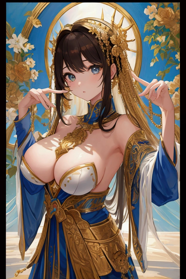 Highest quality, masterpiece, Ultra-high resolution, female、Big Breasts、adult、Trapped in a painting、Spartan picture frame