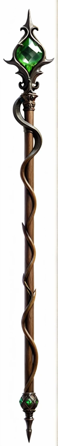 there is a wooden and mage staff, wooden magic staff, wood staff , Fantasy staff, wood mage staff, the top has a black and green crystal, poison magic staff, high resolution ultradetailed,