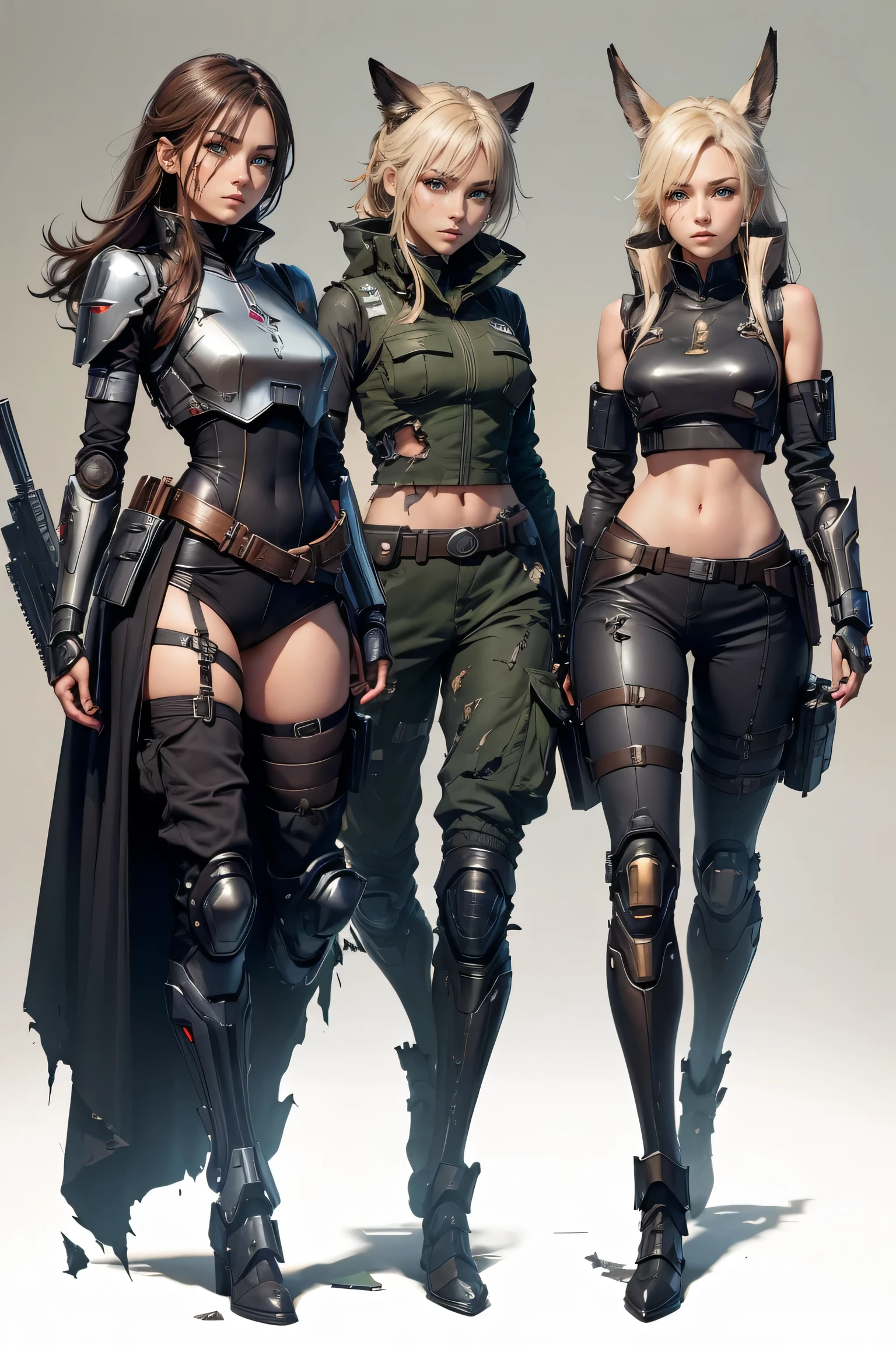 masterpiece, high quality, detailed art, concept art, character concept, ARKNIGHTS, sci-fi knights, anthro animals battle androids, perfect eyes, crystal clear eyes,(battle android model), female character android, (wearing [military|sexy|elegant:0.25] future outfit uniform with straps and accessories, cargo pants, military vest), (holding [weapon|shield:0.5]), action pose, battle damage, (visible (damaged parts:1.35) of (characters android body:1.3):1.15)
