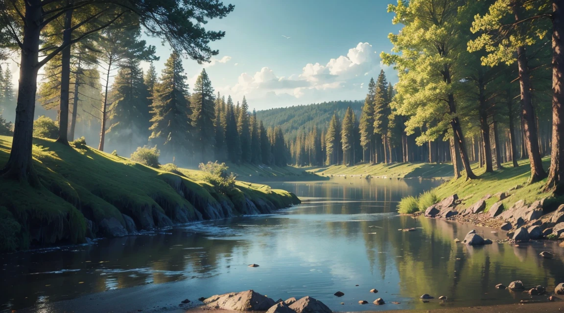 naturey, Realism, 4K, sky, TREES, water,