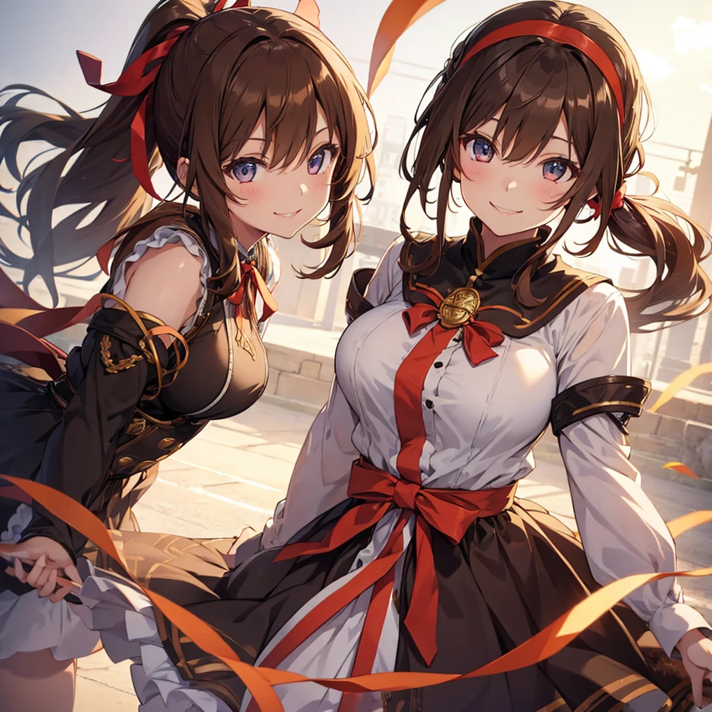 ((2girls:1.3)), ((moe style:1.3)), ((standing:1.3)), ((shotgun:1.3)), ((black hair:1.3)), megumin (konosuba), yunyun (konosuba), ((shy:1.3)), blush, ((perfect face)), ((extremely cute:1.3)), ((masterpiece:1.3)), ((8k)), ((best quality:1.3)), ((beautiful)), ((extremely detailed:1.3)) , ((absurdres)), AddXL, ((score_9:1.3)), ((score_8_up:1.3)), ((score_7_up:1.3)), Expressiveh 