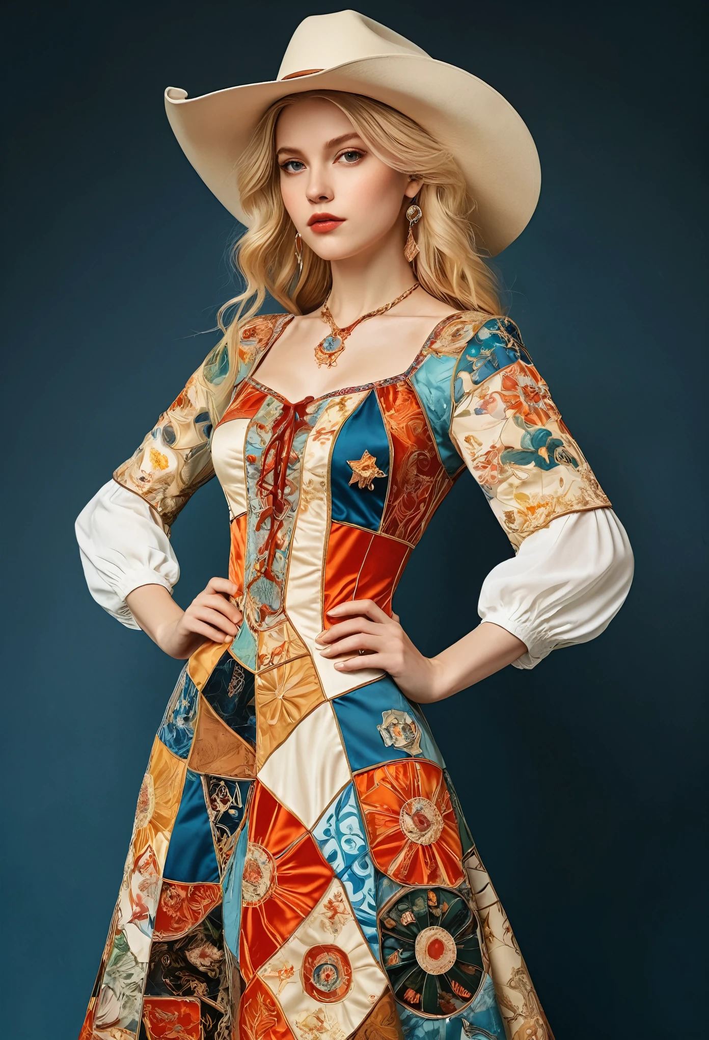 18 century blonde Slavic goregous woman in exquisite mosaic room. Perfect figure, beautiful hair well shaped breasts, gorgeous clothes