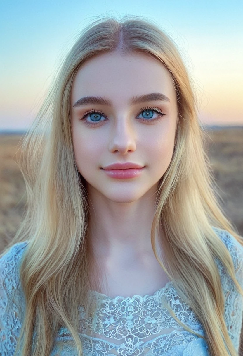 ((intricate details, pale skin)), solo, very detailed, detailed face, very long hair, picture of a beautiful young woman, NOT Dasha Taran, sfw, ((natural blonde hair)), High Definition RAW Photography, 16k photography, (full body), standing, delicate facial features, pretty face, detailed full body, visible from head to knees, (bright sky-blue eyes:1.2), mesmerizing eyes, emotive longing expression, (cinematic, film grain:1.1), smiling, sunlight ilumination