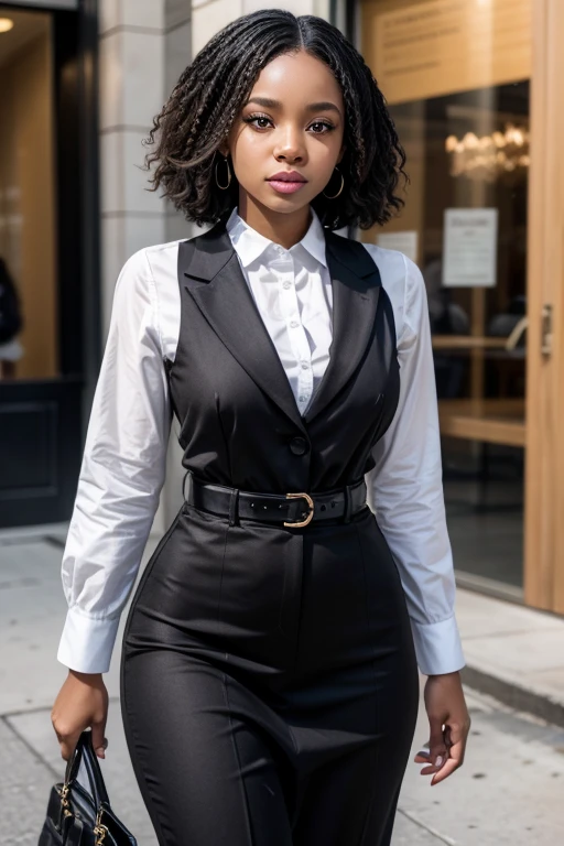 Well-dressed, empowered black woman refers to female entrepreneurship