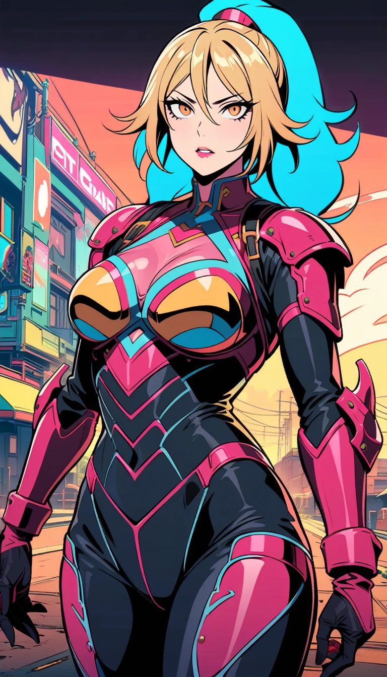 ((best quality)) , ((masterpiece)) , (detailed),Pyrogravure of a masterpiece, Functional (Female Ifrit:1.2) in a Oriental setting, dressed in armor, Sharp and in focus, Proud,GTA-style artwork ,Satirical, exaggerated, pop art style, vibrant colors, iconic characters, action-packed