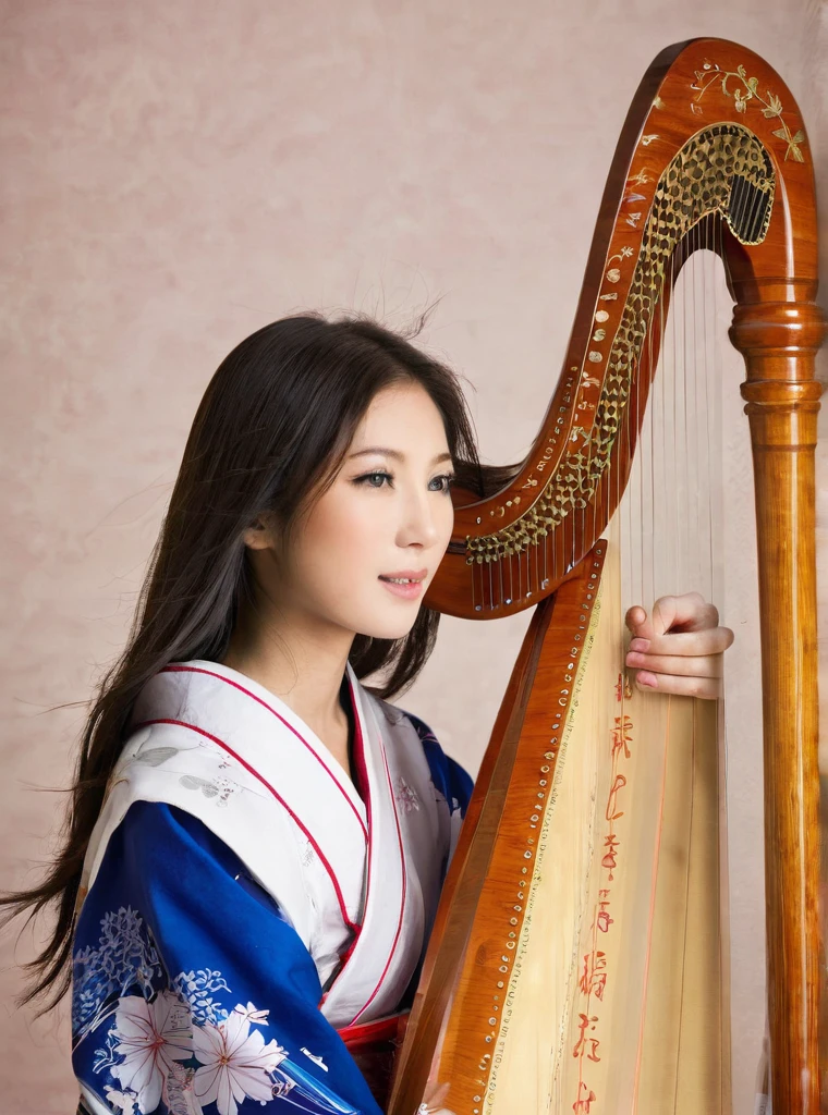 Japanese womens, play the harp