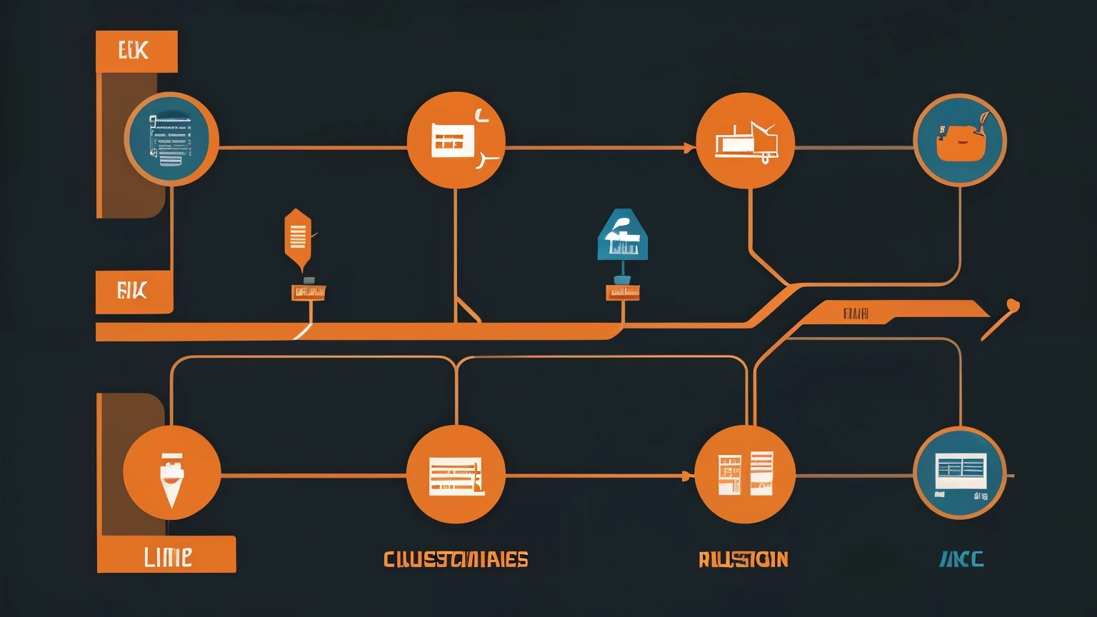 "Infographic illustrating lead time concept, showing a timeline from order placement to delivery, with icons representing various stages like manufacturing, shipping, and customer receipt. Incorporate clock symbols, arrows, and flow charts. Use a modern, flat design style with a blue and orange color scheme. High contrast, clean lines, 4K resolution."