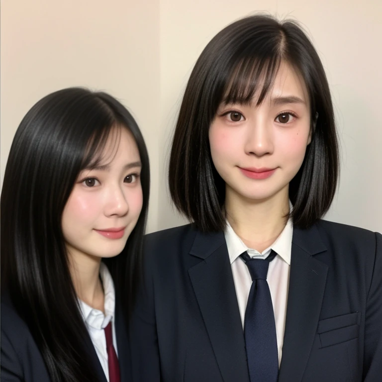 (kawaii 18 year-old Japanese girl, Nogizaka idol, Korean idol, highschool student), healthy female athlete body, (glossy black hair, short hair, pixie cut, bangs:1.3), (rounded face, beautiful black eyes, single eyelid, no makeup, embarrassed expression:1.2), (wearing suit jacket, collared shirt, necktie:1.3), extra small breasts, BREAK, (simple white background), (id photo, yearbook photo, facing straight at the camera, upper body shot:1.2), BREAK, (masterpiece, best quality, photo realistic, official art:1.4), (UHD, 8K quality wallpaper, high resolution, raw photo, golden ratio:1.3), (shiny skin), professional lighting, physically based rendering, award winning, (highly detailed skin, extremely detailed face and eyes), Carl Zeiss 85 mm F/1.4, depth of field, 1girl, solo,