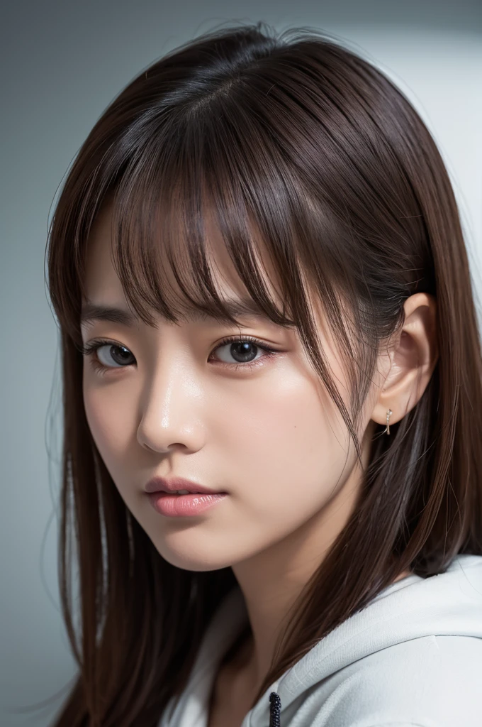 8k、high resolution、head of'artwork、realistic、in detail、texture fine、Portrait from Head to Cuisses、High contrast、alone、high school girl、natural body shape、skin white、maquillage naturel、black har、fringe、Cheveux longs et raides、watery eyes、((Vêtements de sport désignés par l'school))((Vêtements de sport blancs pour le haut du corps、Long、short sleeve、Ligne rouge vin))、((The lower half of the body is in tight wine red bloomers.))、、tetas grandes、、((Le haut du corps porte des vêtements de sport))、((L'background is a classroom))、en regardant la caméra、Faites attention aux fesses、Cuisses are exposed、Tourne-toi et regarde-moi par derrière、((Les bloomers lui creusent le cul、Cuisseets tes fesses ici、((Low angle))、He adjusts the wedges of his bloomers with his hands..