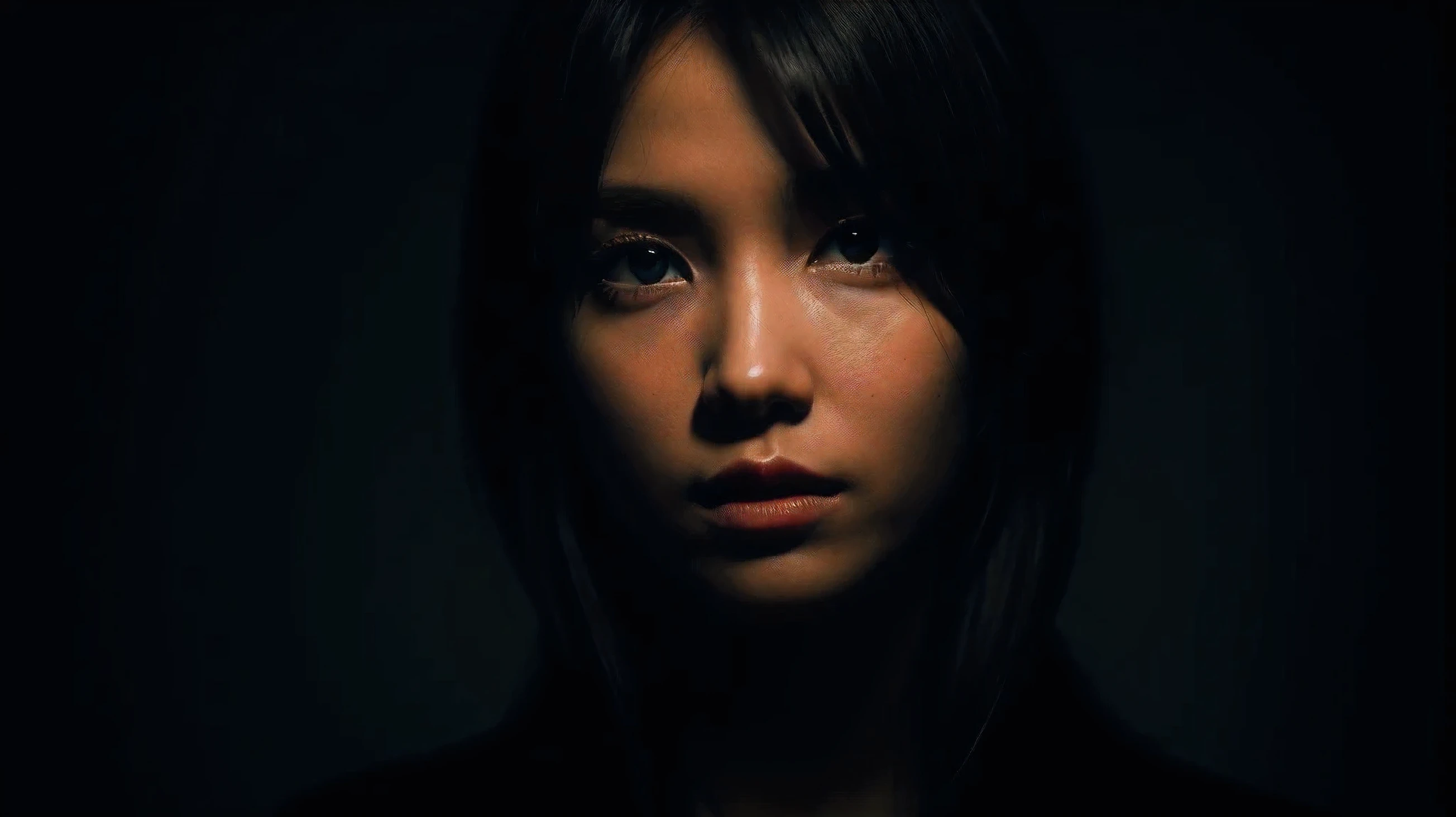 one-girl,deep dark background,Cinematic lighting,