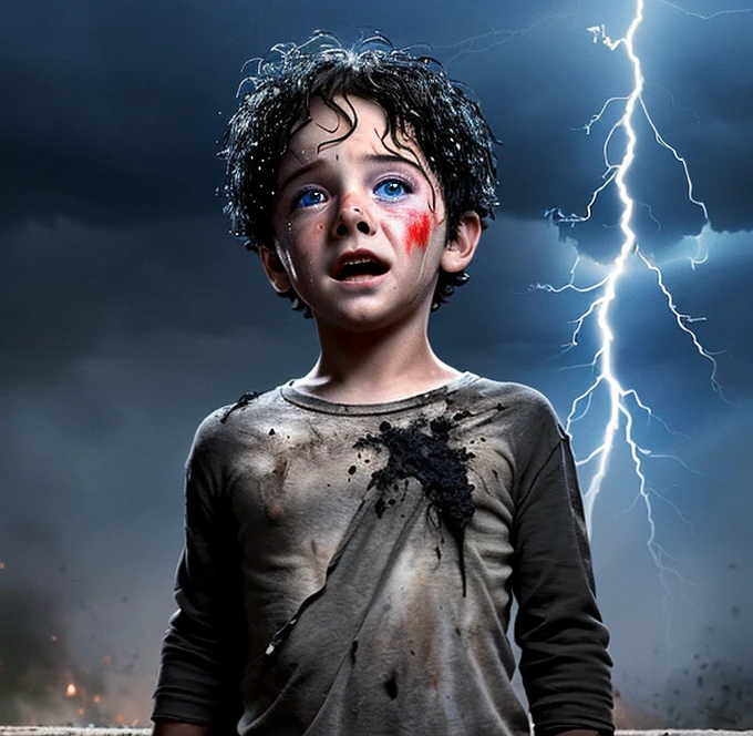 The who played the lead role in a comedy movie was struck by lightning while filming and was left covered in soot and in tatters.