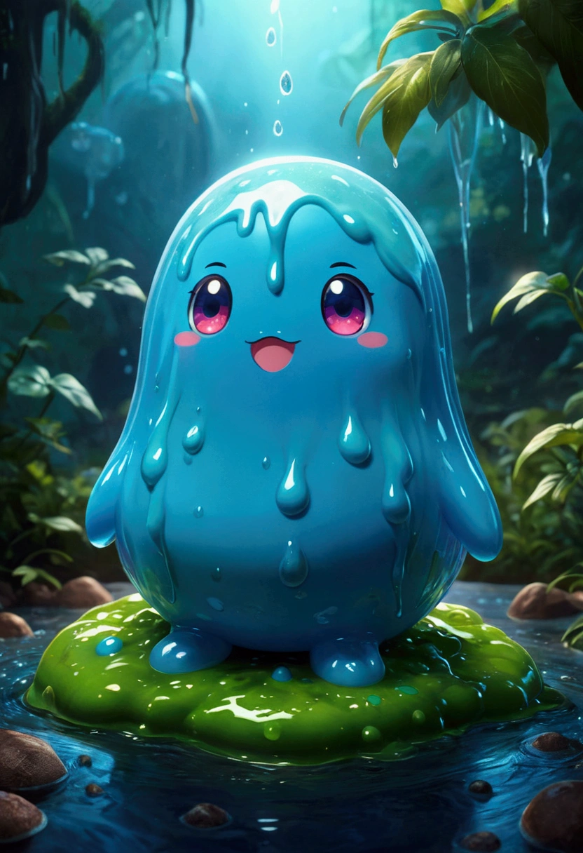 cute Slime, full body, cinematic still, (best quality, masterpiece, photorealistic), very aesthetic, perfect composition, intricate details, ultra-detailed, vivid colors