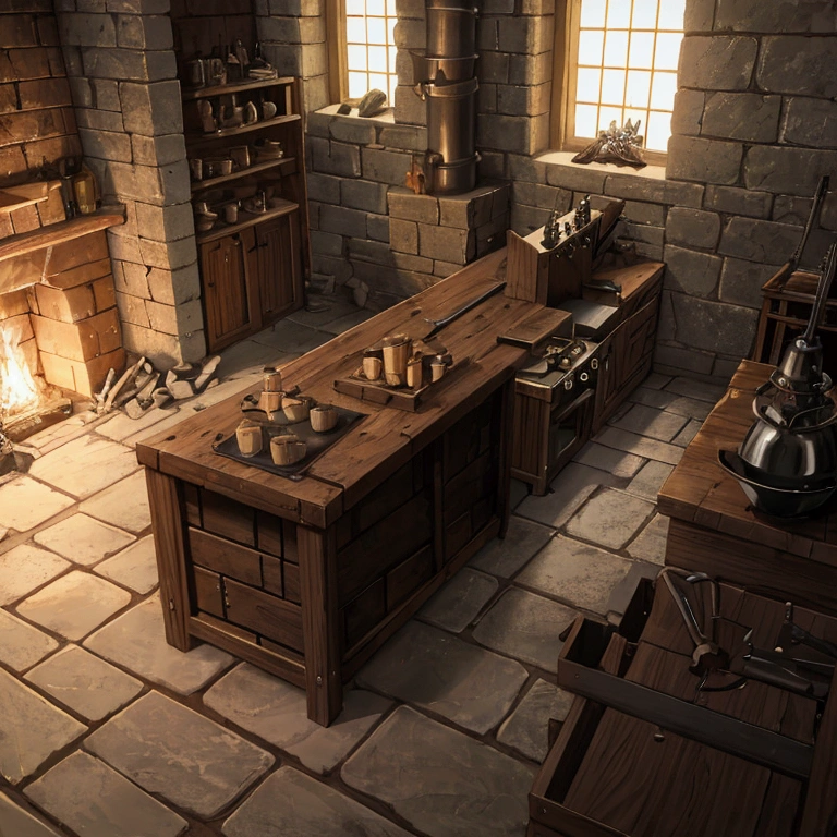 Blacksmith in Medieval Europe,Nearby forge,Labyrinth Room