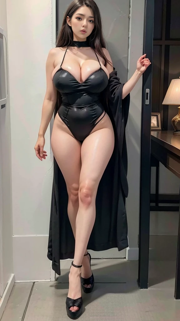 (8k,Best quality,masterpiece:1.2),(Full body image:1.1),((Huge breasts:2.5)),((huge cleavage:2.5)),(((Large Breasts:2.5))),Large sagging breasts,overflowing breasts,Hyper-realistic details,(Super real photos:1.2),(complex:1.2),(Practical:1.2)