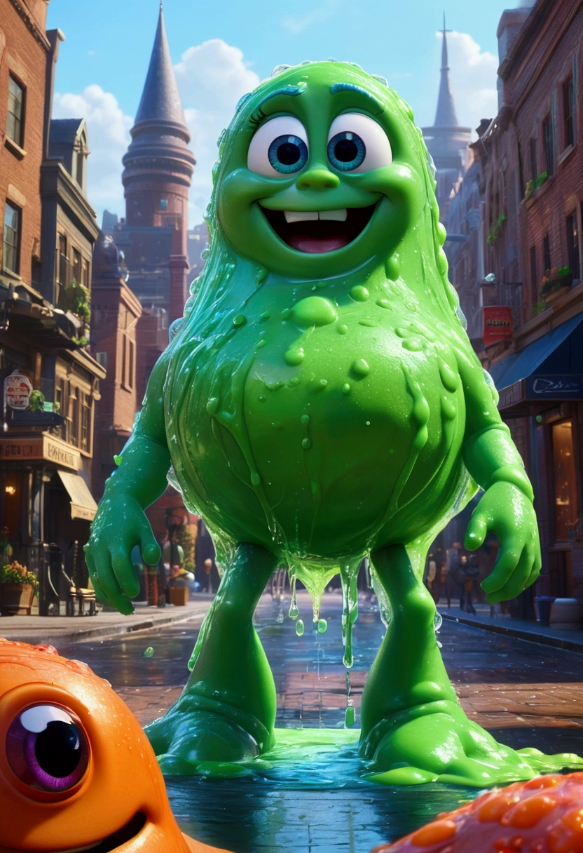 cute Slime, full body, cinematic still, (best quality, masterpiece, photorealistic), very aesthetic, perfect composition, intricate details, ultra-detailed, vivid colors