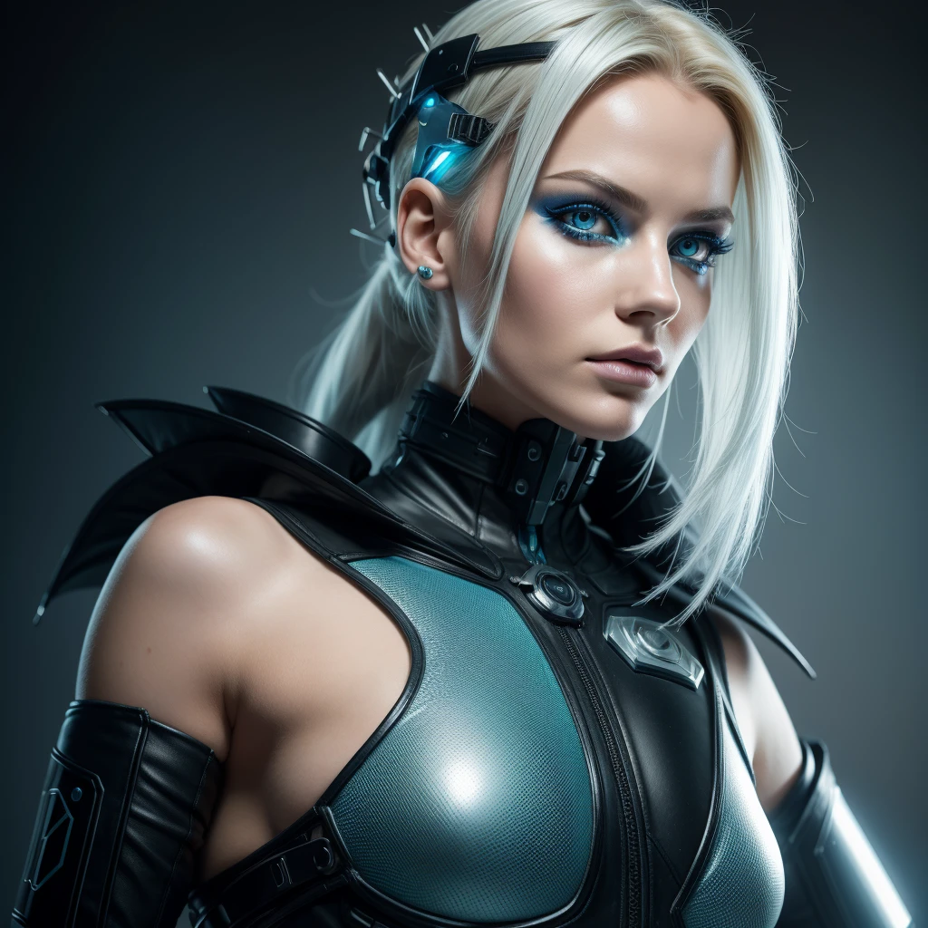  Cybergoth frostpunk queen android science sexy - fi aux yeux bleus, blonde, shutterstock, art numérique, androïde femelle ultra détaillé, dentelle cyborg fin, corps gros - planqué, peau en porcelaine, brume magique de pergélisol, neige, froid, glace.
