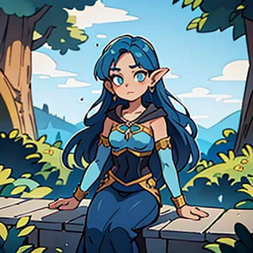 best quality, masterpiece)), Young woman, blue hair, beautiful eyes, enchantress, magic, Hogwarts, magic, Perfect limbs