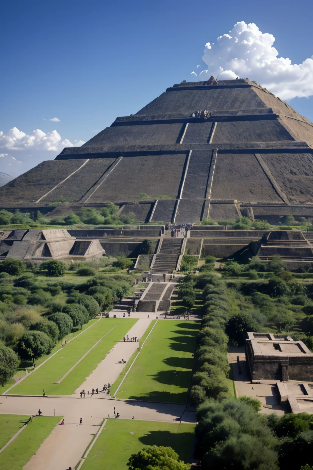 The city of Teotihuacán as it looked again with its avenue when it was founded in the year 200 BC.