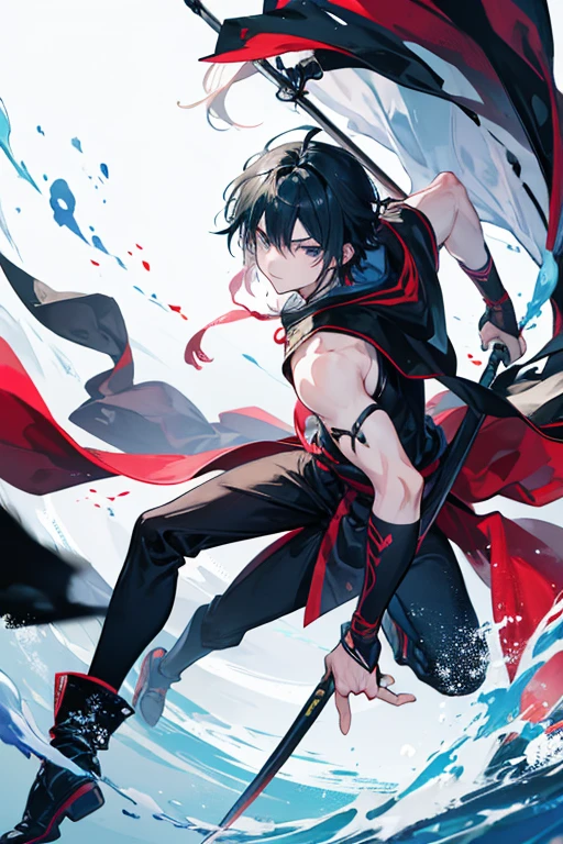 A  boy, around , with a slender build, surrounded by darkening and twisting colors. The vibrant hues have turned chaotic and intense, making the scene feel turbulent and disorienting.