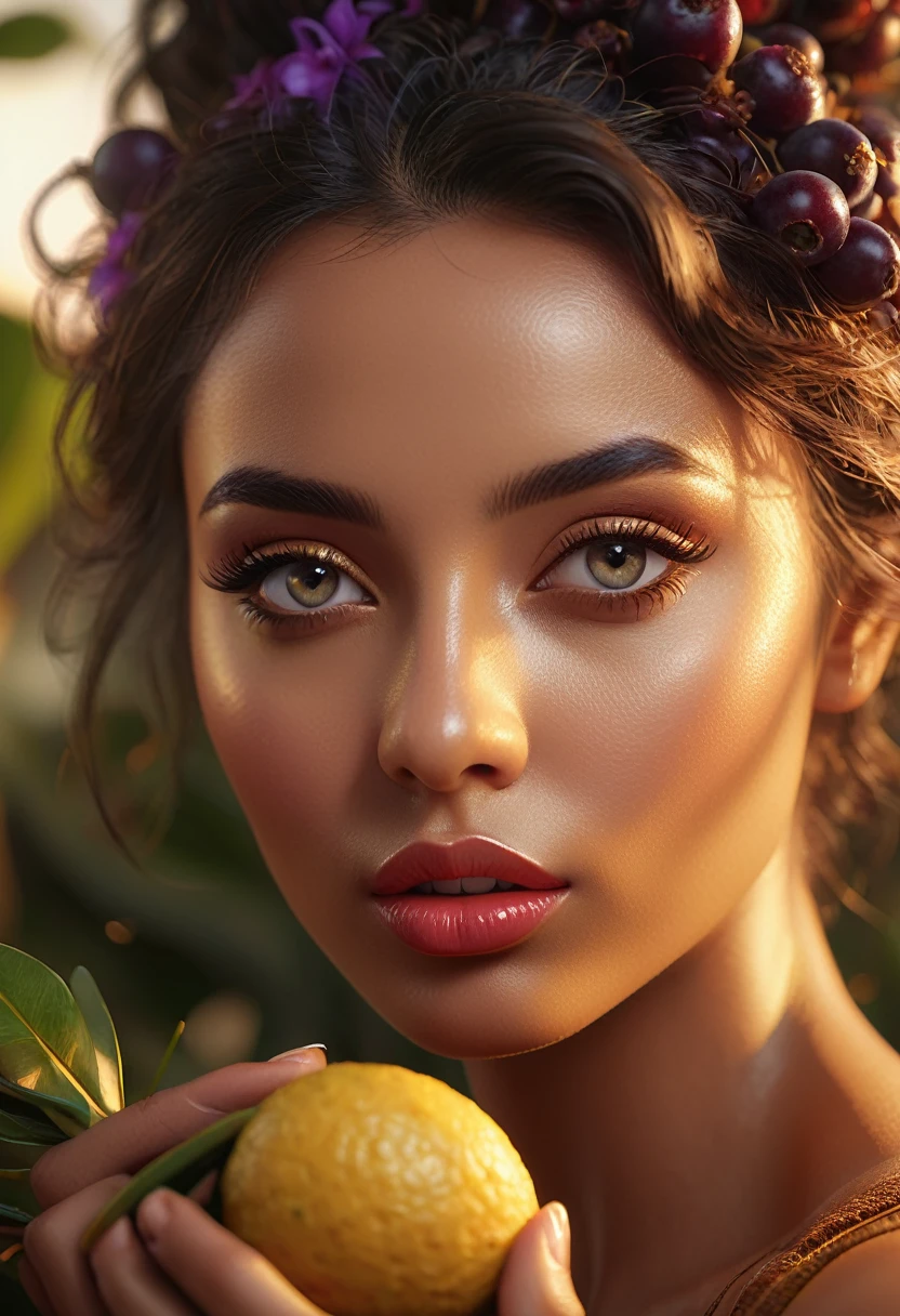 a freshly picked acai berry, dynamic lighting, beautiful detailed eyes, beautiful detailed lips, extremely detailed face, intricate details, hyper realistic, 8k, highly detailed, photorealistic, cinematic lighting, warm color palette, dramatic shadows, moody atmosphere, beautifully textured, 3d render, studio lighting, golden hour, depth of field, bokeh