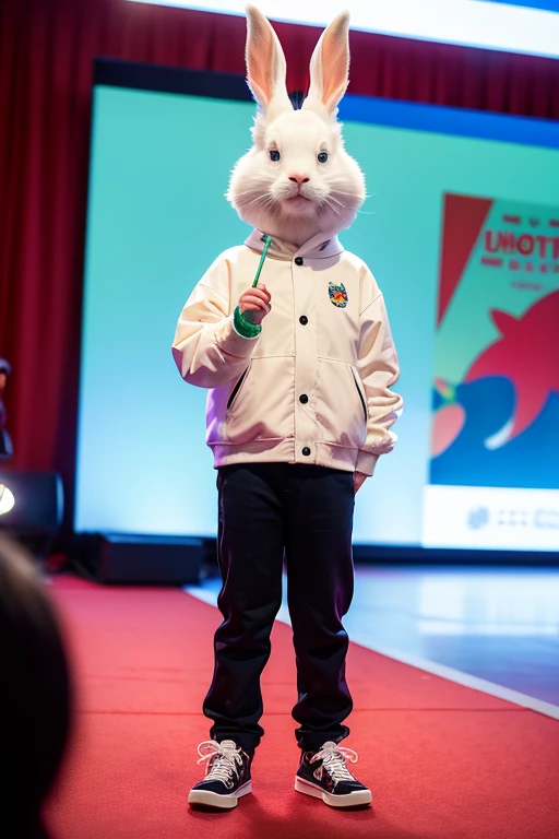 Standing up and dancing　White Rabbit　Horan Drop Year　Drooping ears　not human