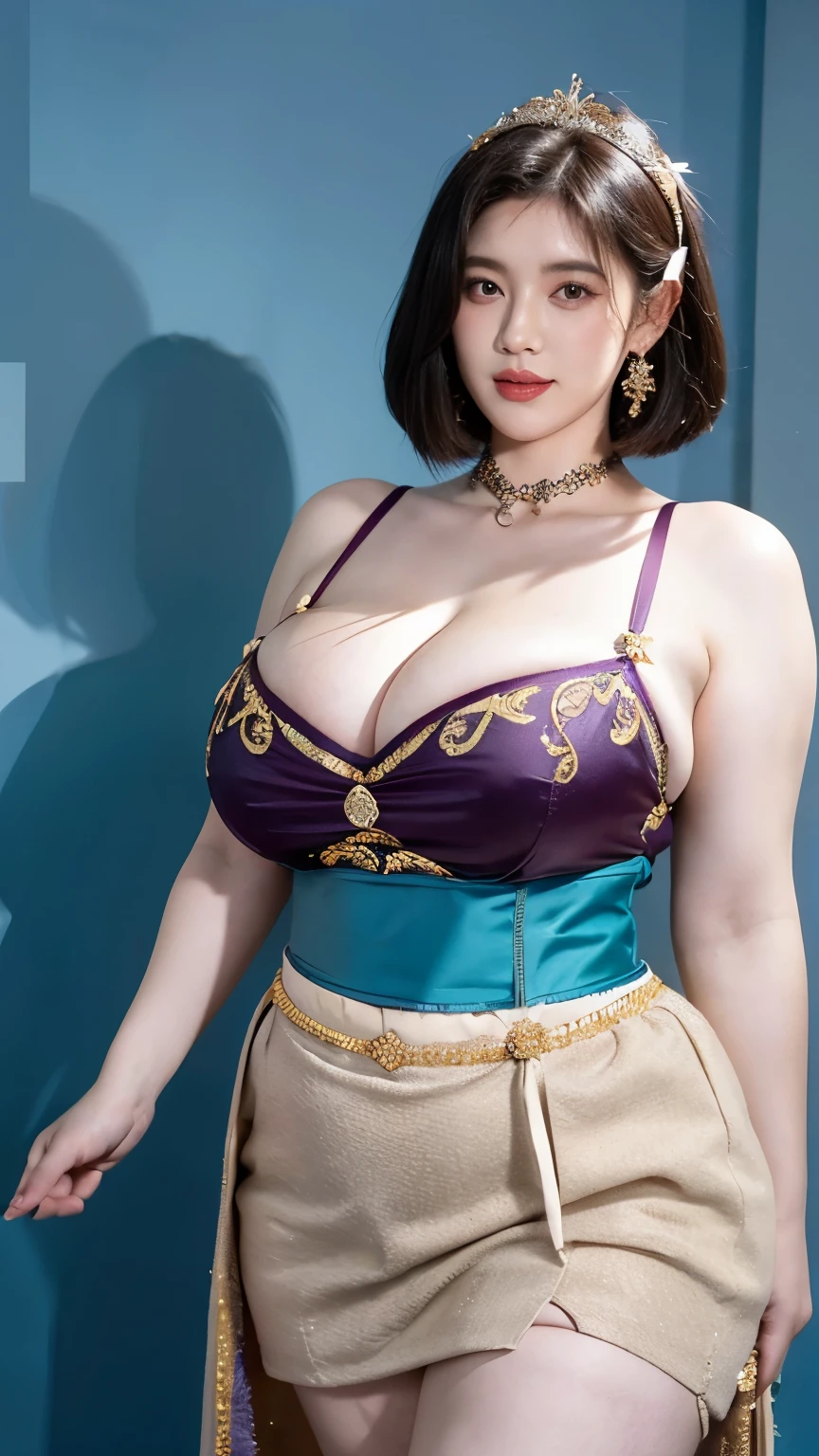 a 20 yo, Create a detailed character description of an Asian woman with a curvy figure and large breasts. She has a bob hairstyle and is wearing Sure! Here's a prompt for a woman wearing a chiton dress a traditional Greek chiton dress. It should be draped elegantly over her shoulders, with the fabric gathered at the waist with a simple belt or sash. Include subtle patterns or embroidery on the fabric to add texture and detail. The setting can be an ancient Greek backdrop, enhancing the historical authenticity of the scene. Dark background.