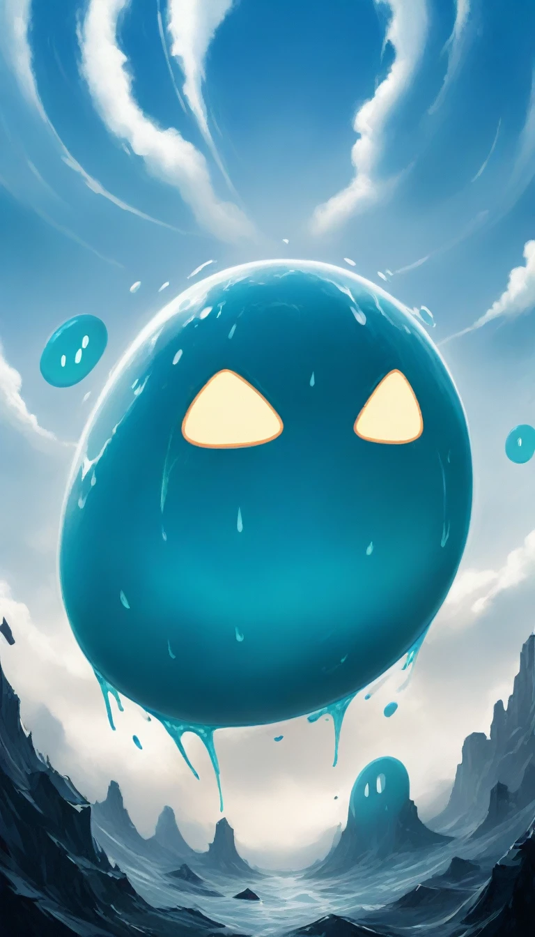 Imagine a fierce and courageous slime Valkyrie, descending from the skies to guide fallen warriors to Valhalla in Norse mythology, slime-Futurism