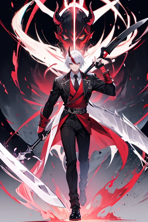 devil anime male with a huge scyth 