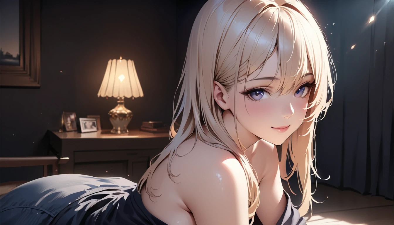 (((masterpiece))), best quality, highly detailed,extremely detailed CG unity 8k wallpaper,illustration, solo,da,bare leg,underwear,pantyhose,small breast,solo,dark blue eyes,medium hair,blonde ,small breast,indoor,grey backgrpund, pipe,strong light and shadow contrast ,pantyhose,cinematic shot,Studio lighting, dimly lit room,pipe,from behind,foucs the camera on her back,suffering,tears,crying