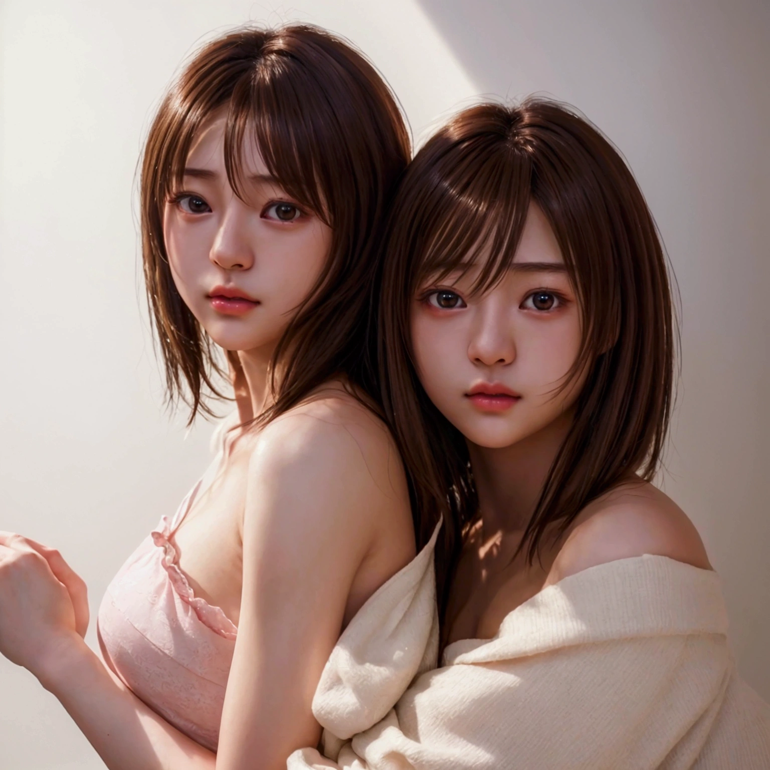 (8k、RAW Photos、Highest quality、masterpiece:1.2)、(Real、Photorealistic:1.4)、(Highly detailed 8K wallpapers)、(Professional Lighting、Cinematic lighting)、(18-year-old、Japanese、female、cute、Chiho、Sakimi-chan、Straight, shoulder-length brown hair:1.2)