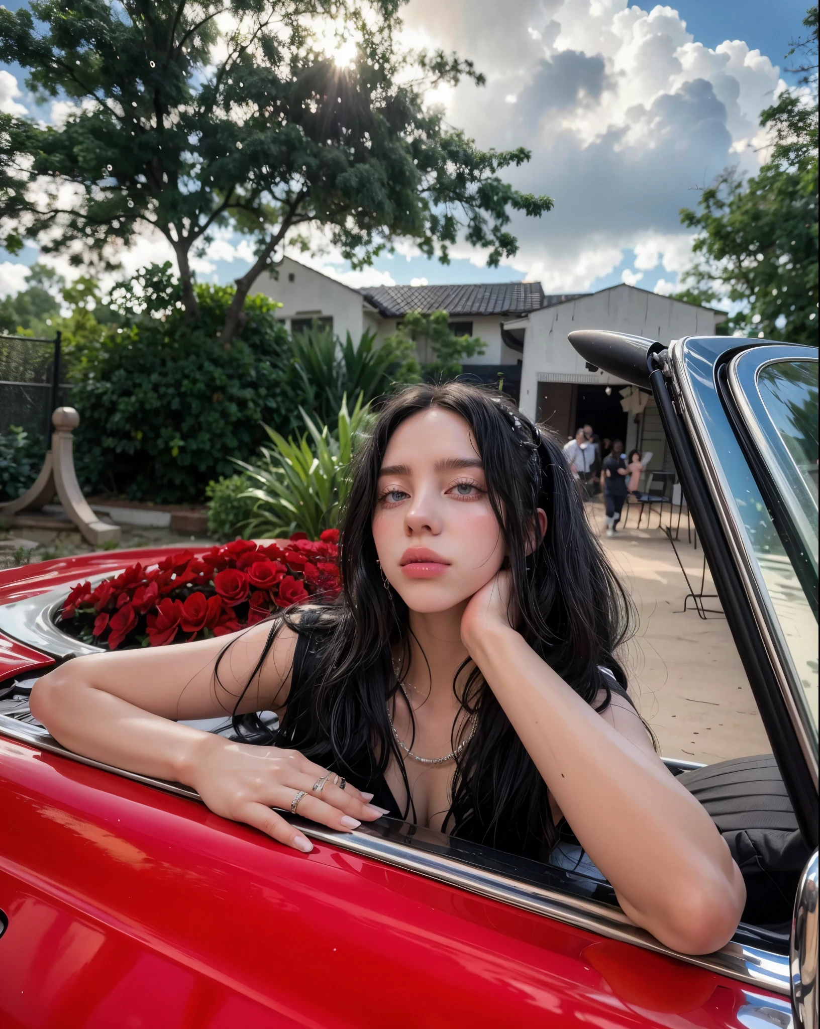 blonde woman with long hair and piercings posing for a photo, with black long hair, with long black hair, perfect white haired girl, ava max, tifa lockhart with black hair, pale porcelain white skin, anime girl in real life, with black hair, extremely black hair, very black hair, with long black hair, her hair is black