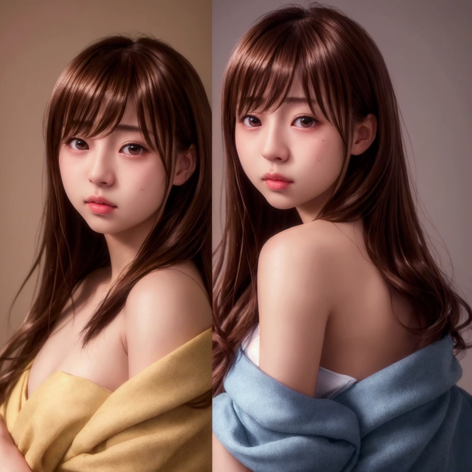 (8k、RAW Photos、Highest quality、masterpiece:1.2)、(Real、Photorealistic:1.4)、(Highly detailed 8K wallpapers)、(Professional Lighting、Cinematic lighting)、(18-year-old、Japanese、female、cute、Chiho、Sakimi-chan、Straight, shoulder-length brown hair:1.2)