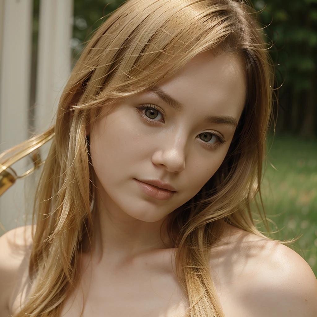 Pale skin european and asian woman golden blond hair